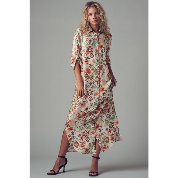 Urban Daizy - Boho Floral Button-Down Midi Dress - Picture 1 of 11